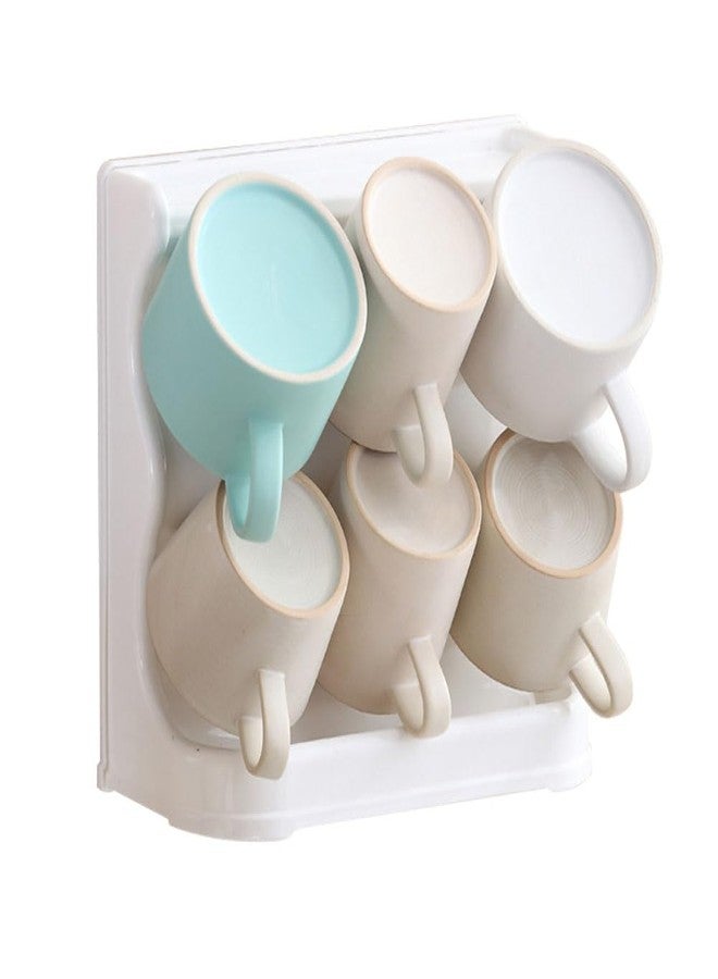 MINGFANITY Mug Rack, Kitchen Coffee Mug Tree Countertop Tea Cups Holder Standr, Hold six Cups, White - Image 1